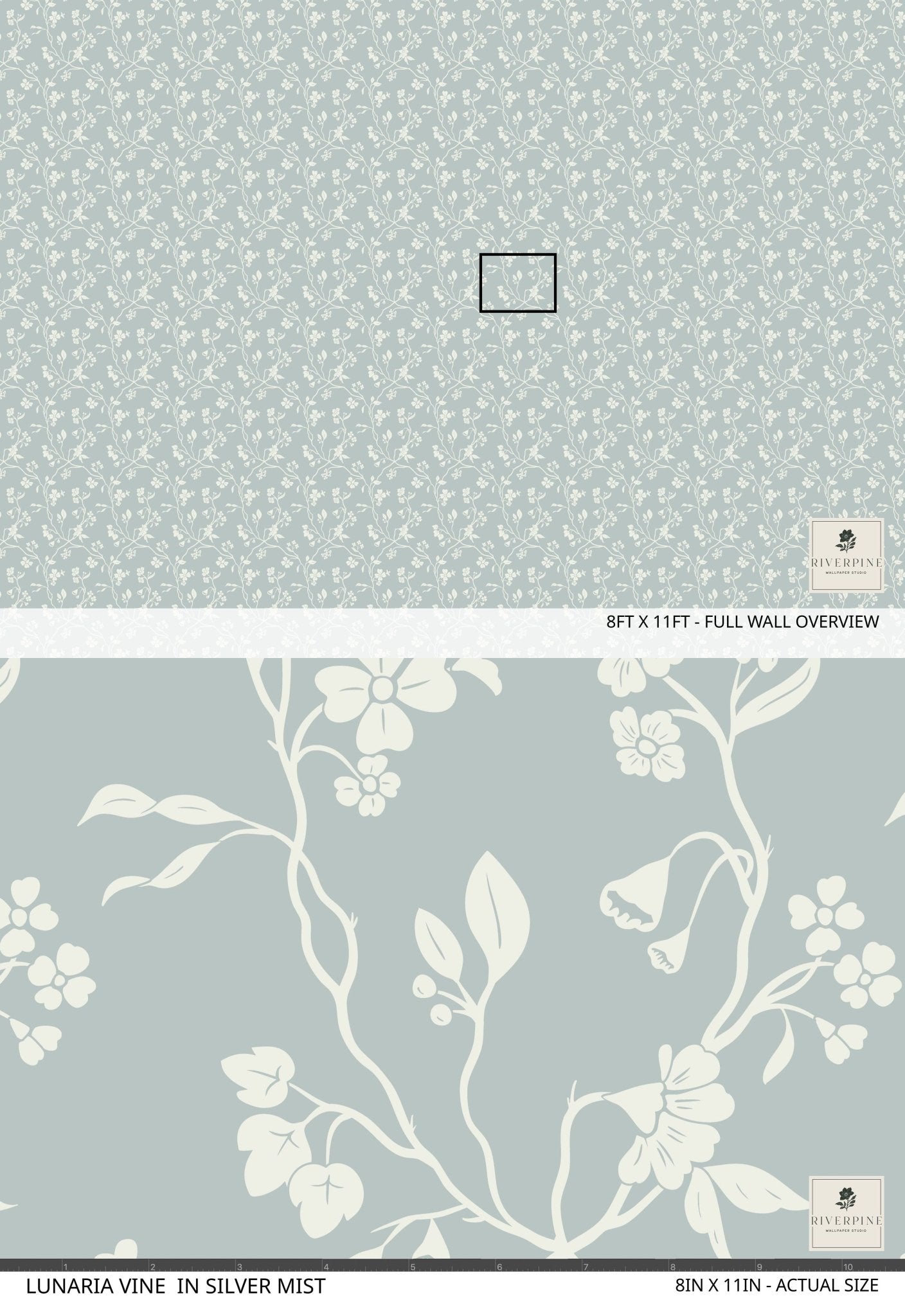 Lunaria Vine Wallpaper in Silver Mist - Riverpine