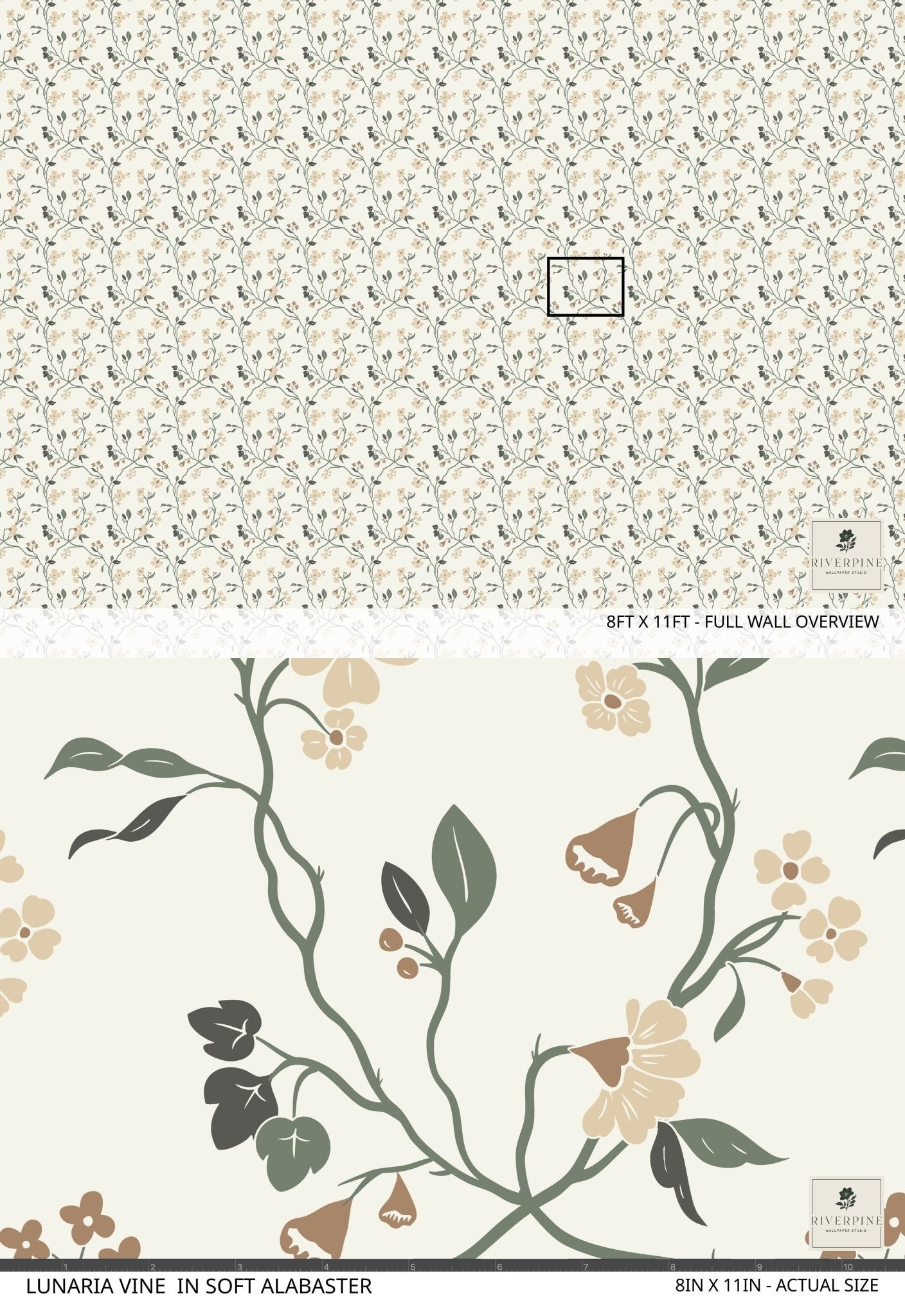 Lunaria Vine Wallpaper in Soft Alabaster - Riverpine