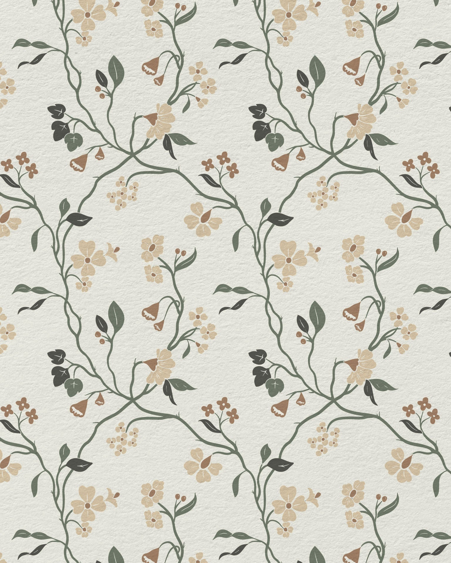 Lunaria Vine Wallpaper in Soft Alabaster - Riverpine