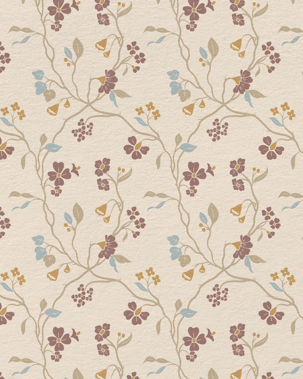 Lunaria Vine Wallpaper in Wildflower Cream - Riverpine
