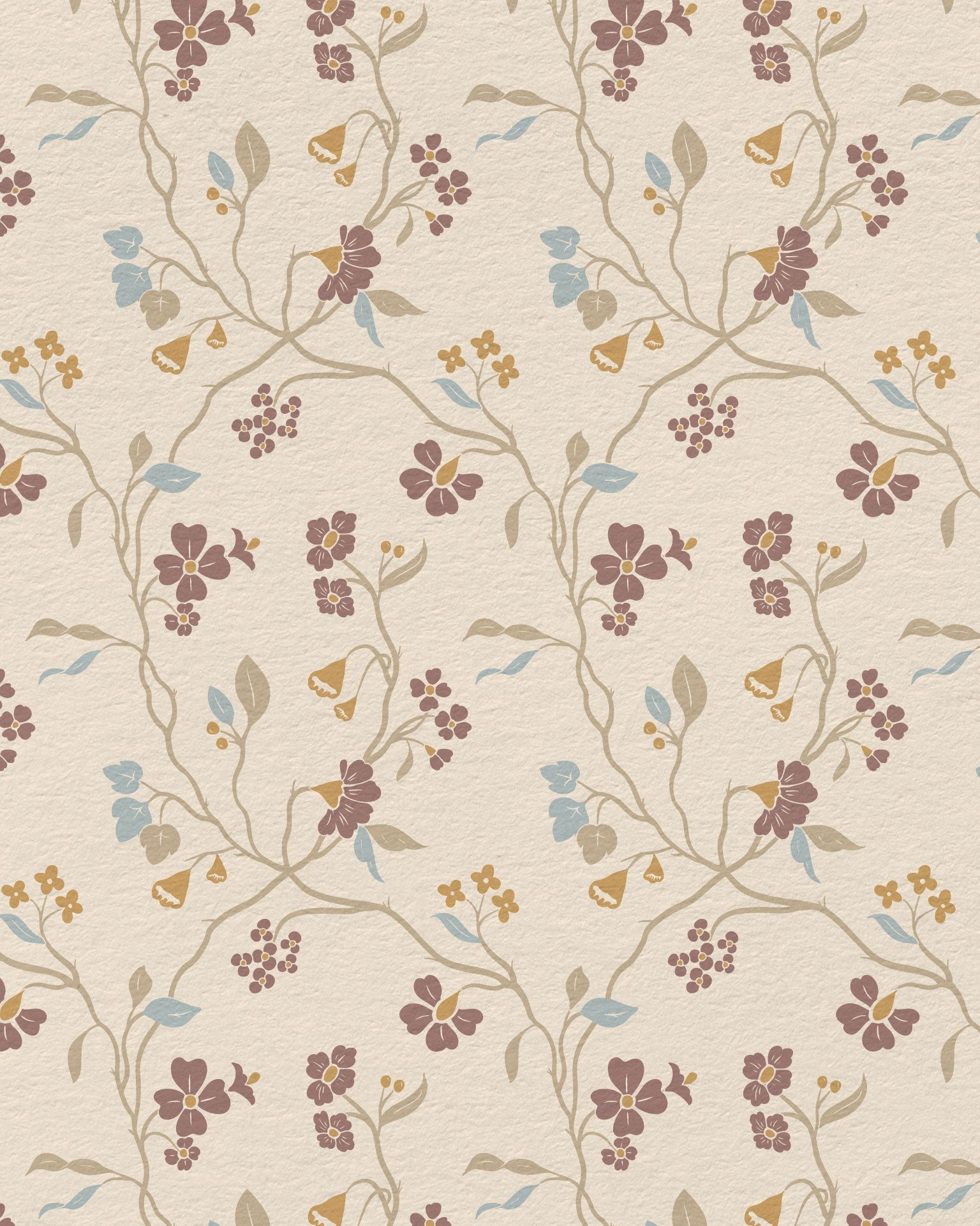 Lunaria Vine Wallpaper in Wildflower Cream - Riverpine
