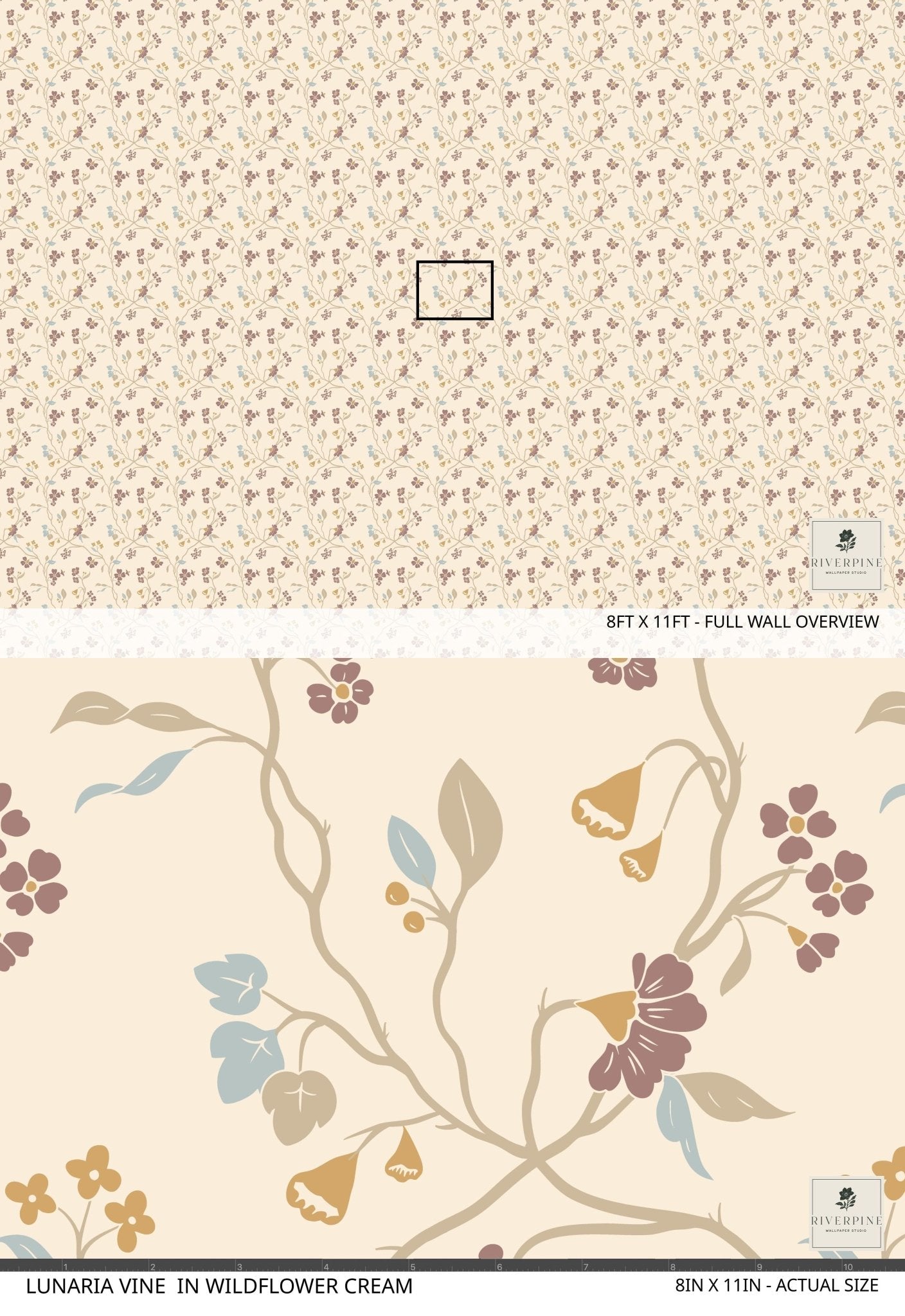 Lunaria Vine Wallpaper in Wildflower Cream - Riverpine