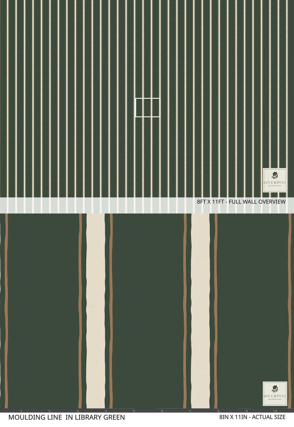 Moulding Line Wallpaper in Library Green - Riverpine