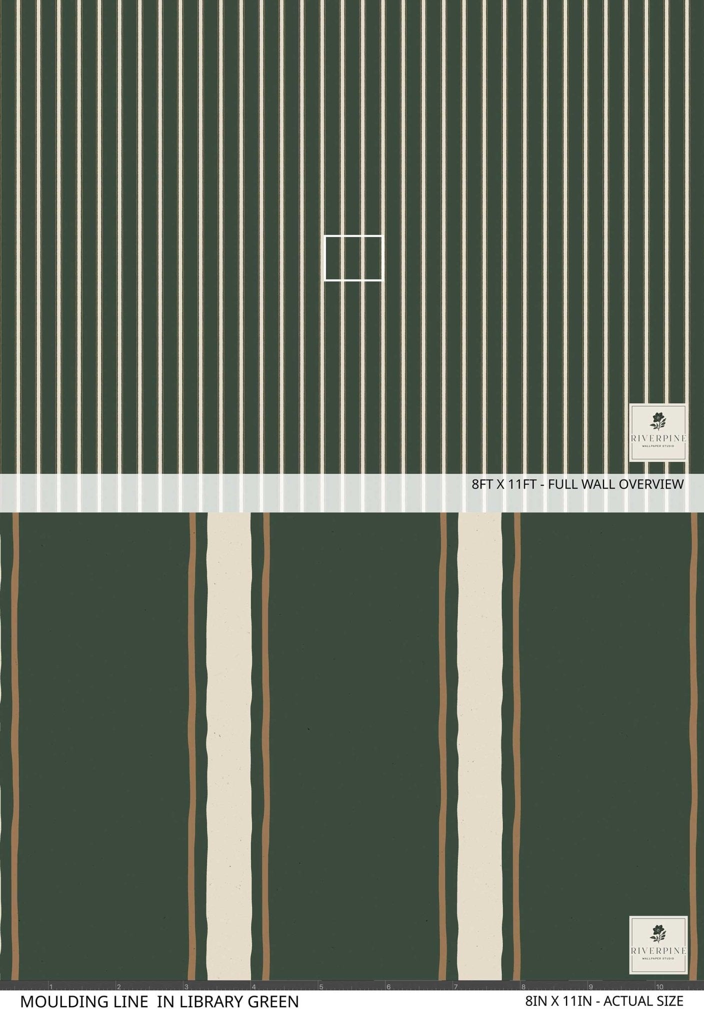 Moulding Line Wallpaper in Library Green - Riverpine