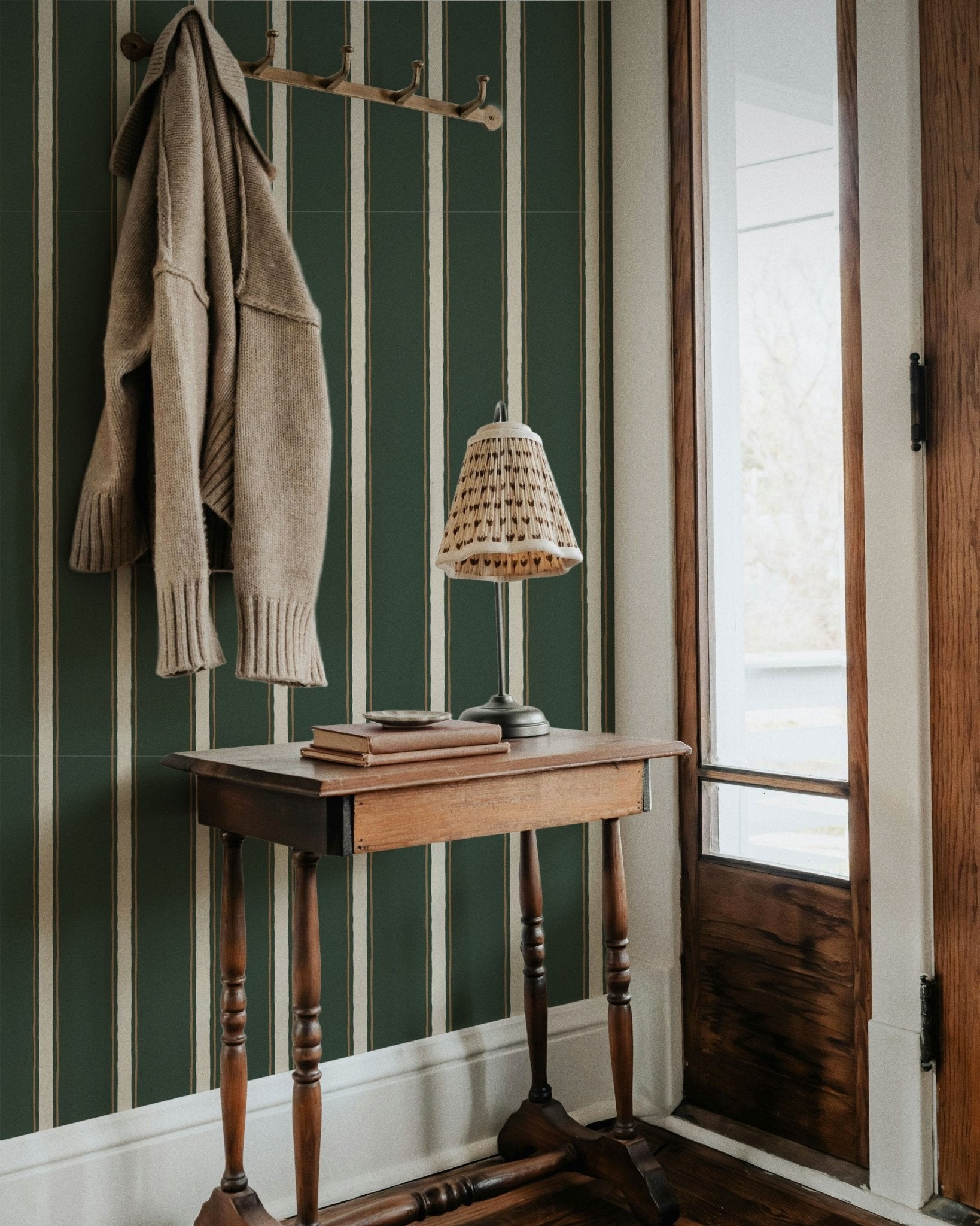 Moulding Line Wallpaper in Library Green - Riverpine