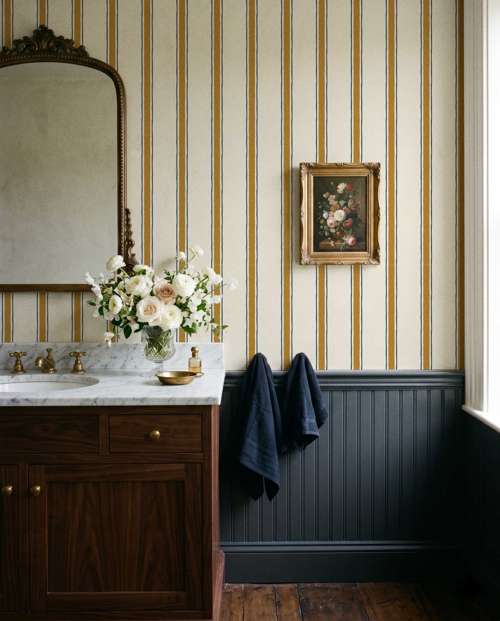 Moulding Line Wallpaper in Ochre Gold - Riverpine
