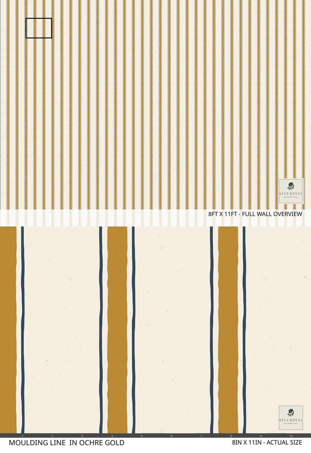 Moulding Line Wallpaper in Ochre Gold - Riverpine