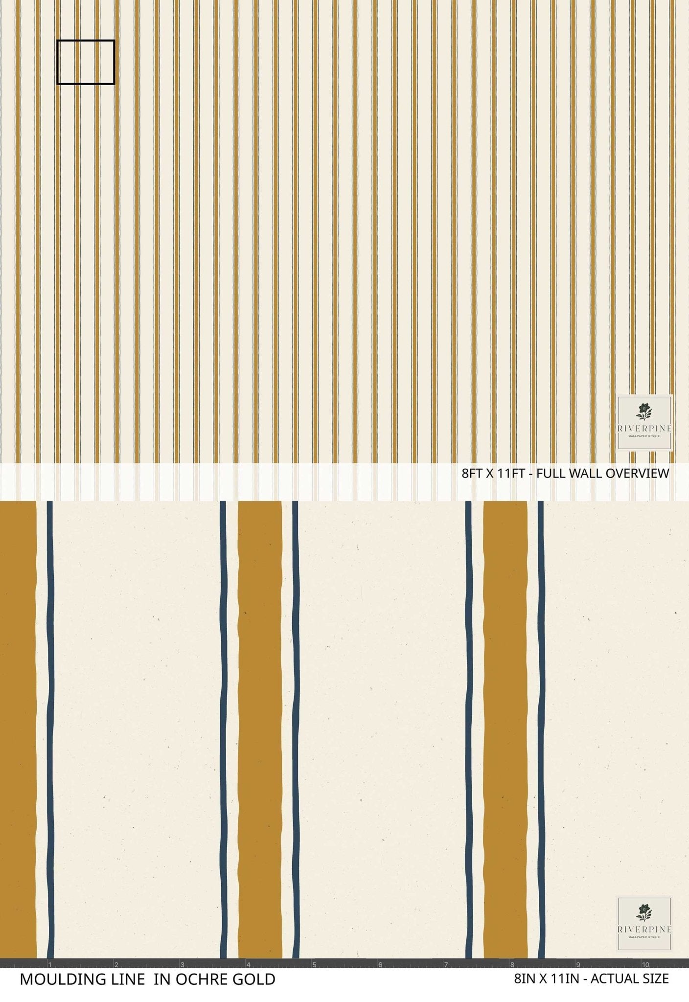 Moulding Line Wallpaper in Ochre Gold - Riverpine
