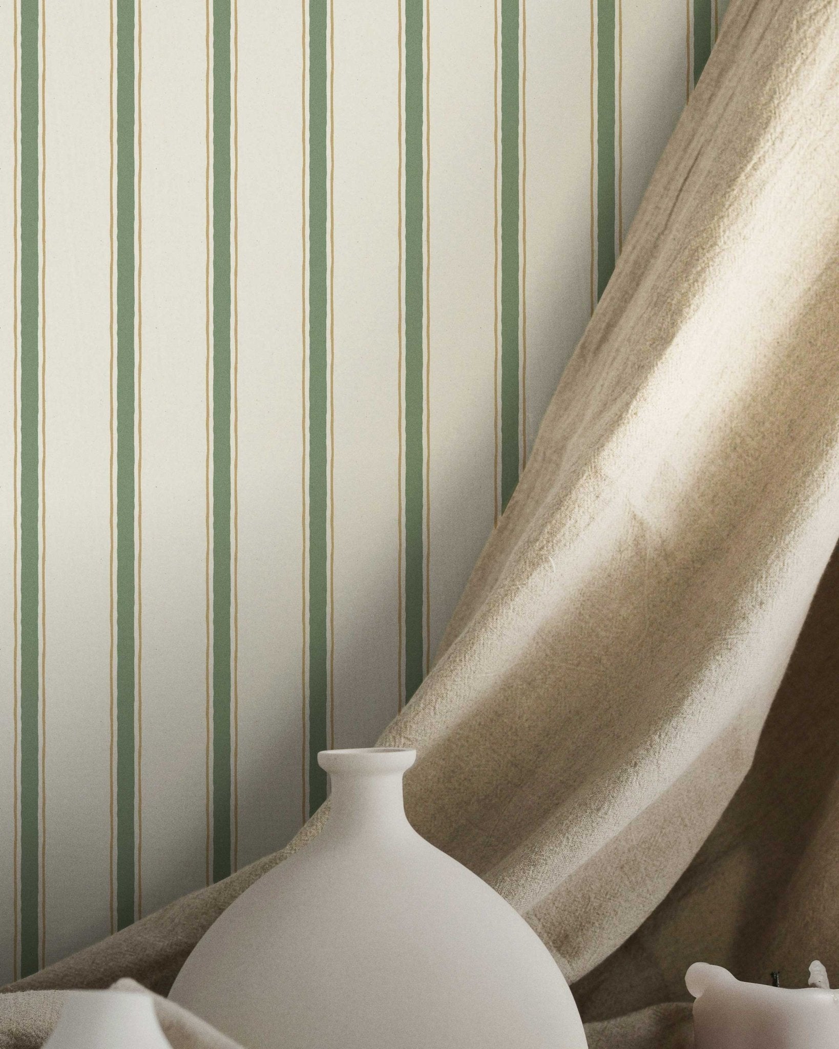 Moulding Line Wallpaper in Soft Sage - Riverpine