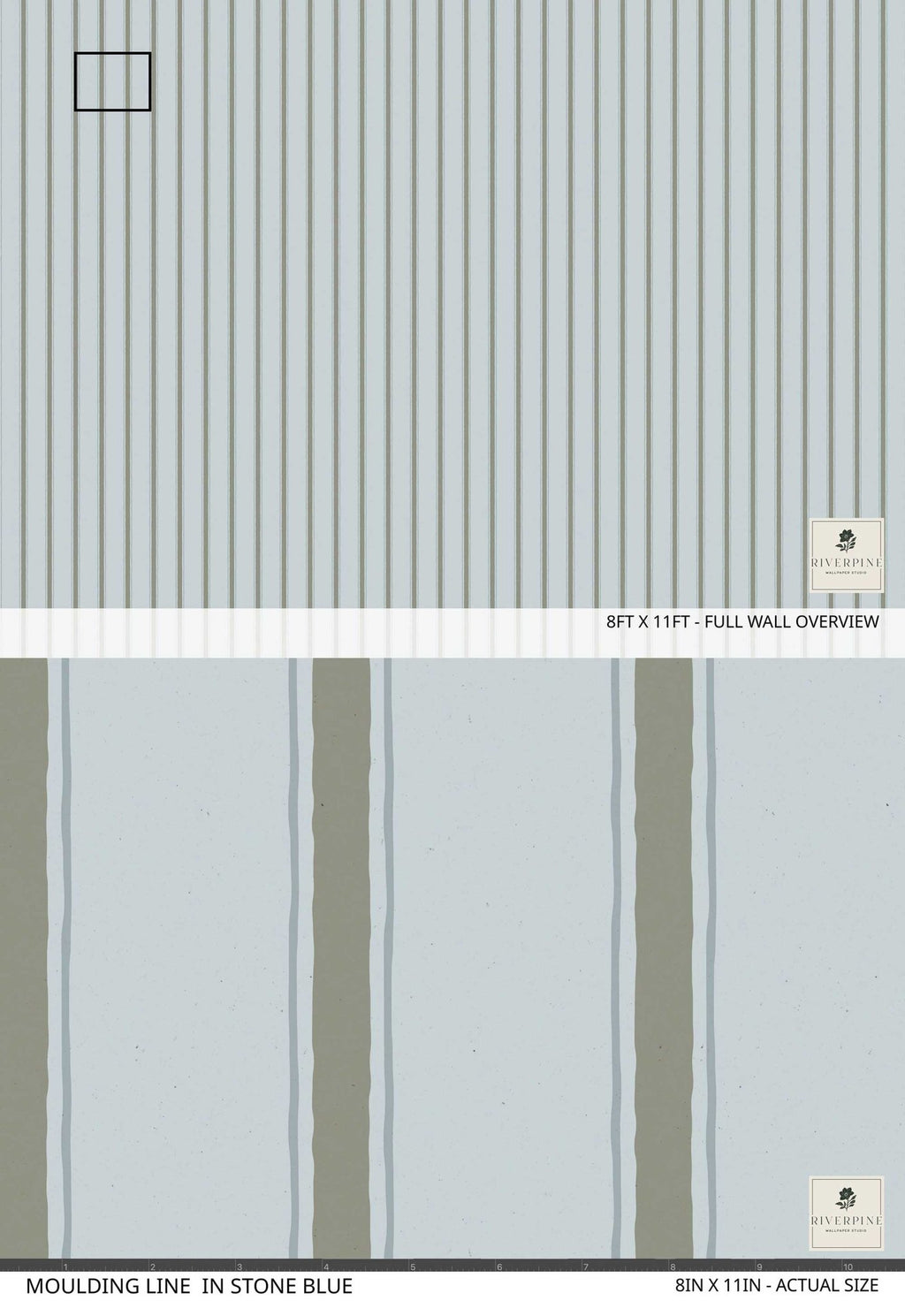 Moulding Line Wallpaper in Stone Blue - Riverpine