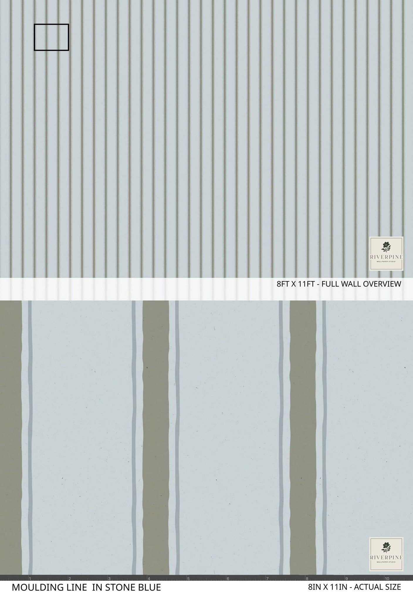 Moulding Line Wallpaper in Stone Blue - Riverpine