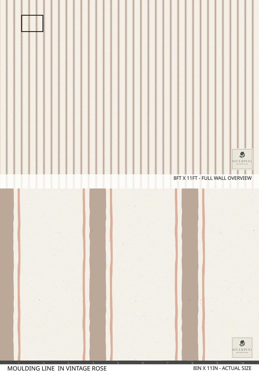 Moulding Line Wallpaper in Vintage Rose - Riverpine