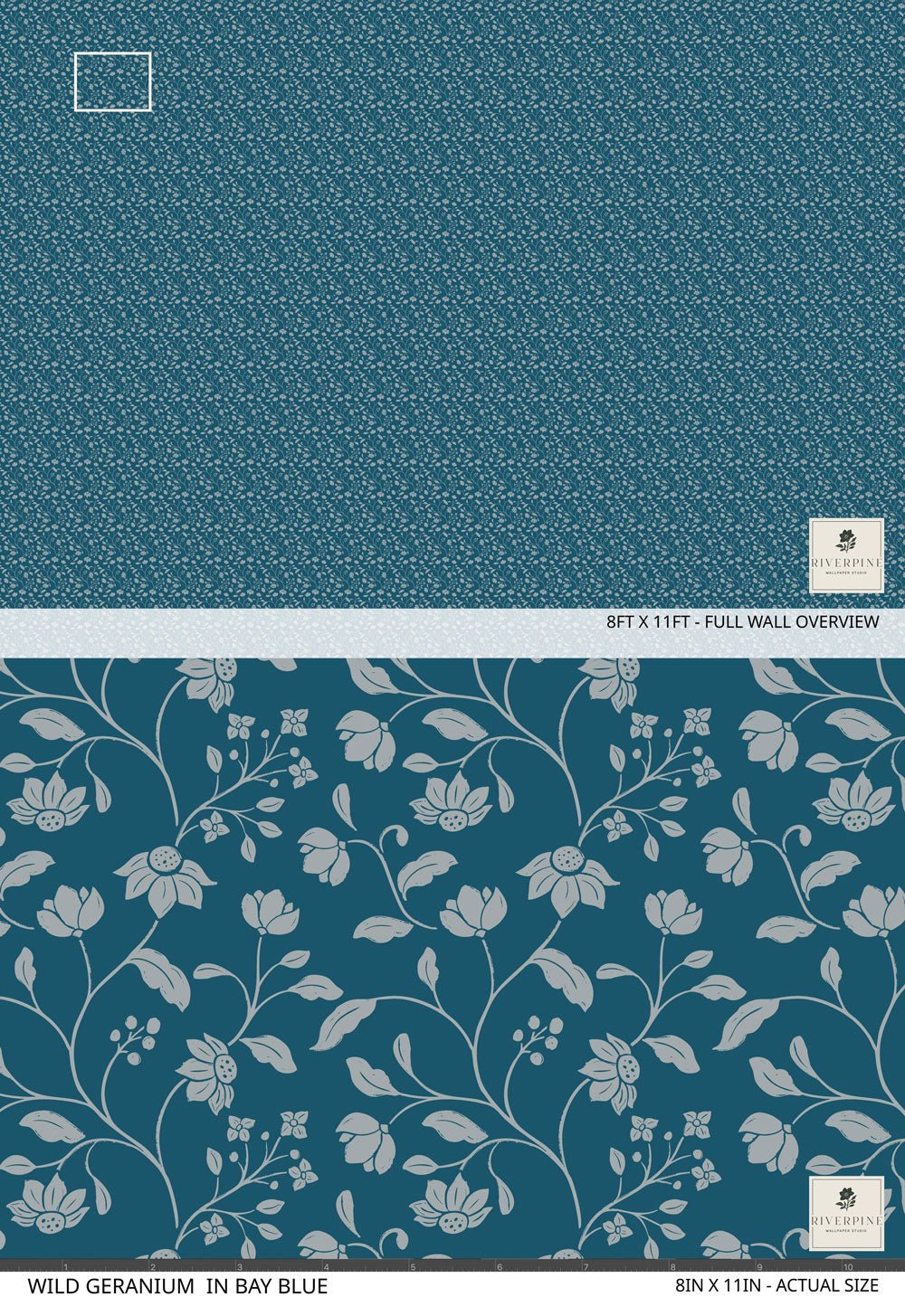 Wild Geranium Wallpaper in Bay Blue - Riverpine