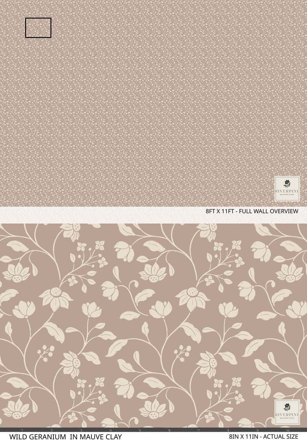 Wild Geranium Wallpaper in Mauve Clay - Riverpine
