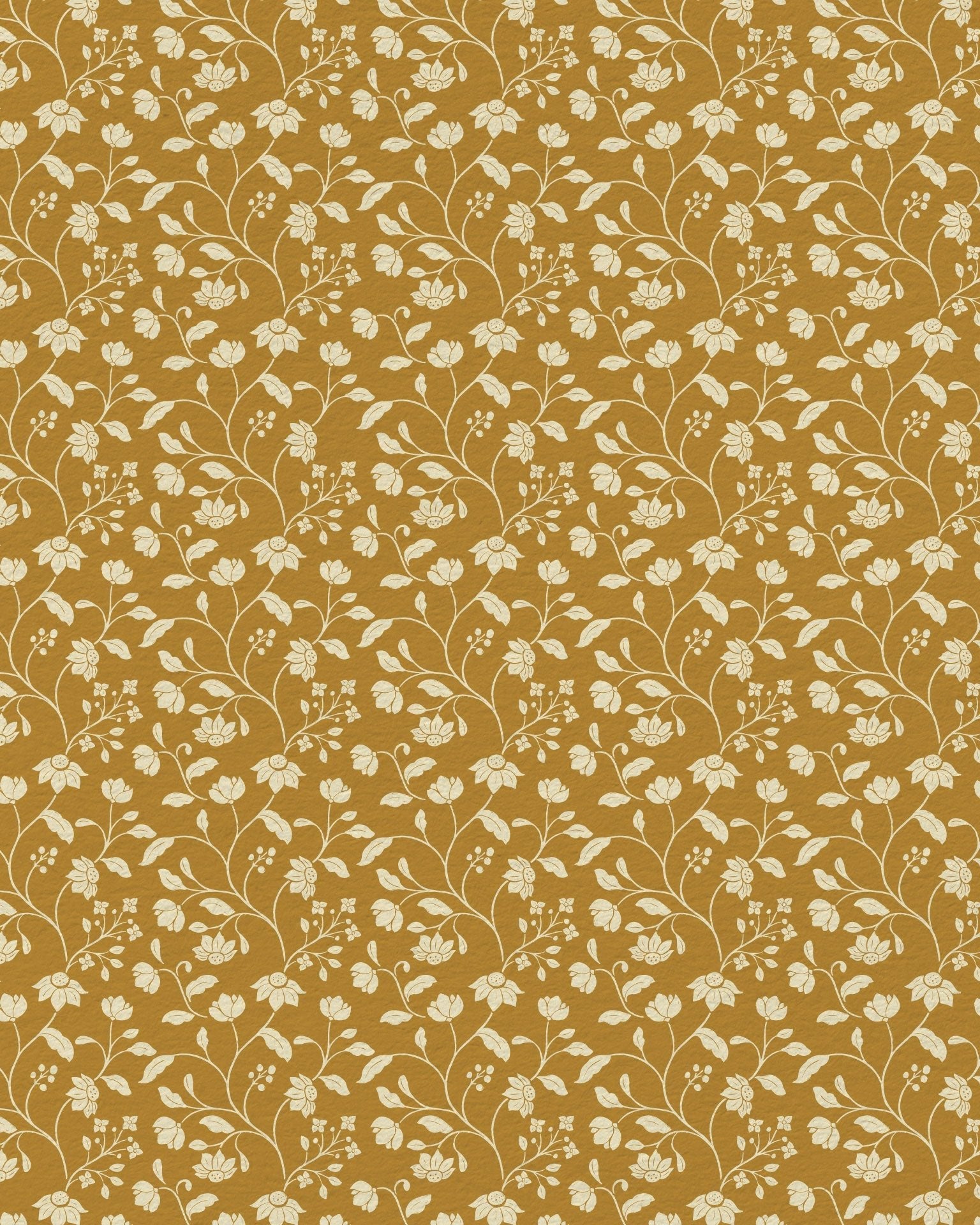 Wild Geranium Wallpaper in Mustard Fern - Riverpine