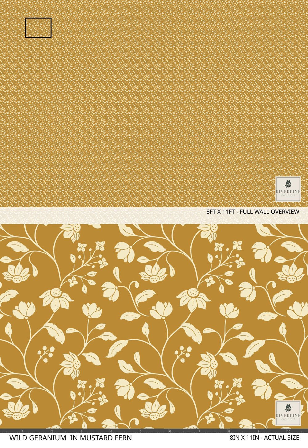 Wild Geranium Wallpaper in Mustard Fern - Riverpine