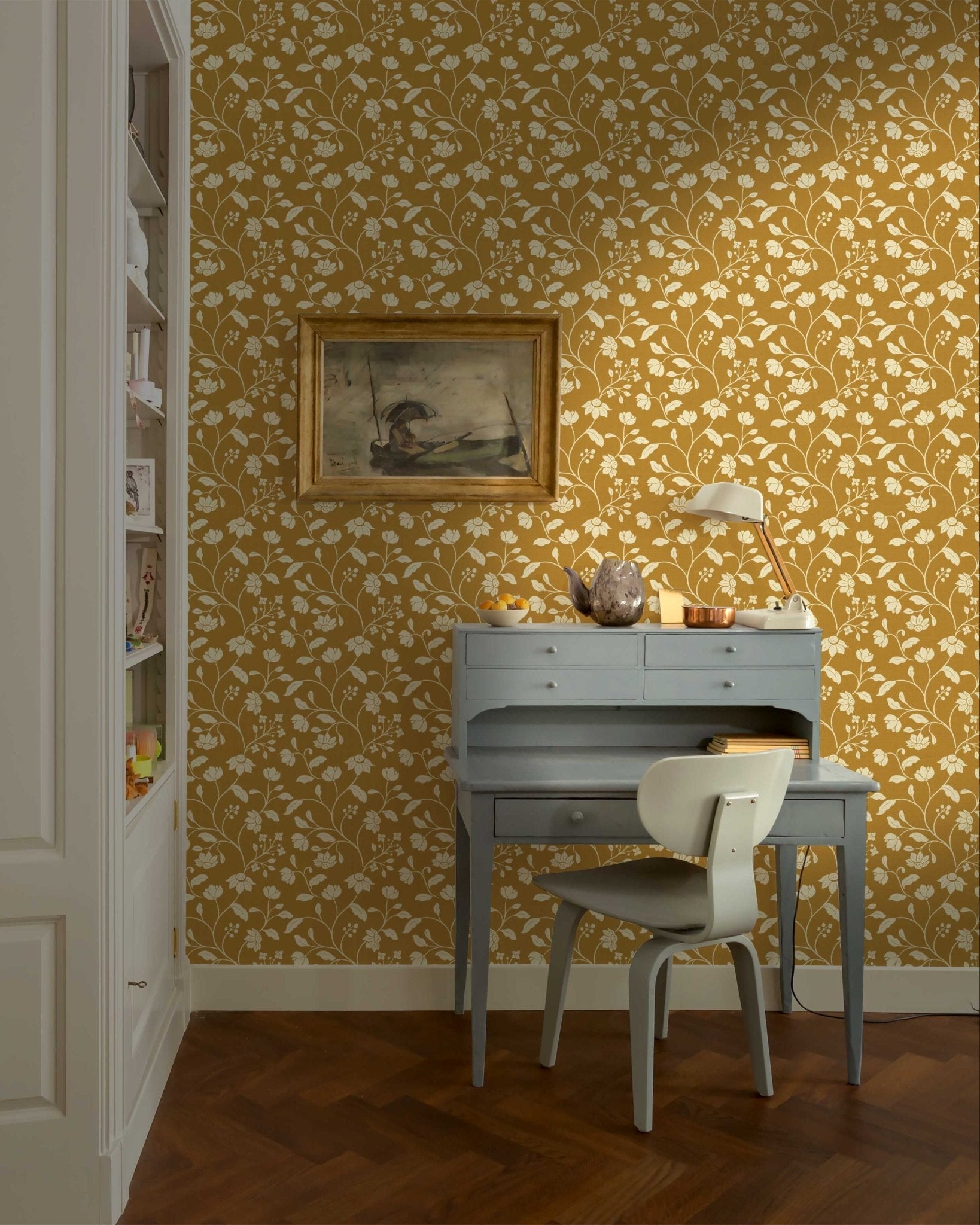 Wild Geranium Wallpaper in Mustard Fern - Riverpine