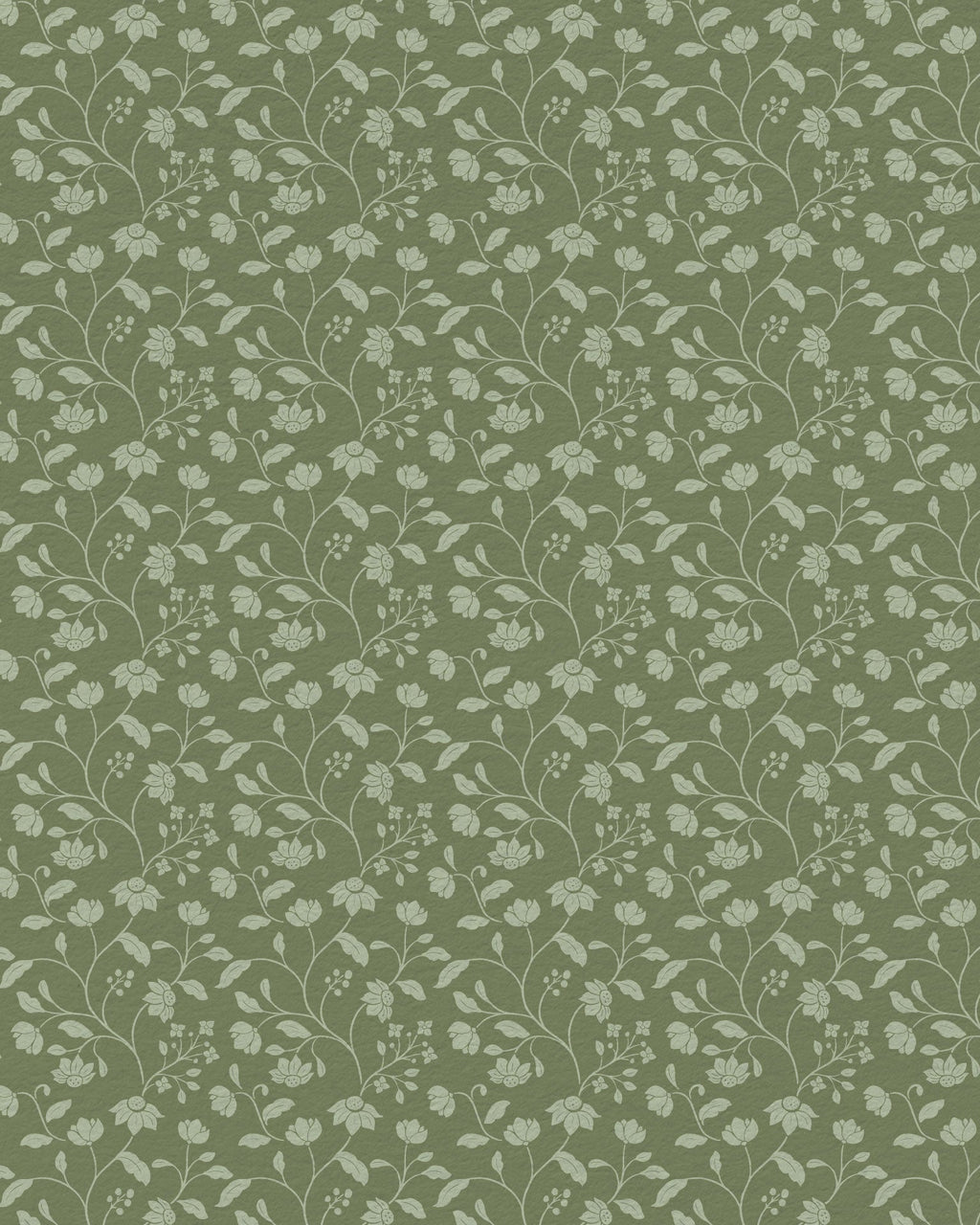 Wild Geranium Wallpaper in Rustic Olive - Riverpine