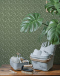 Wild Geranium Wallpaper in Rustic Olive - Riverpine