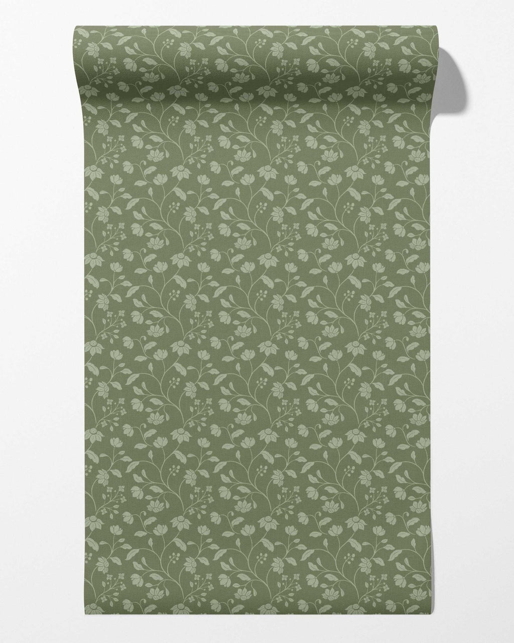 Wild Geranium Wallpaper in Rustic Olive - Riverpine