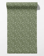 Wild Geranium Wallpaper in Rustic Olive - Riverpine