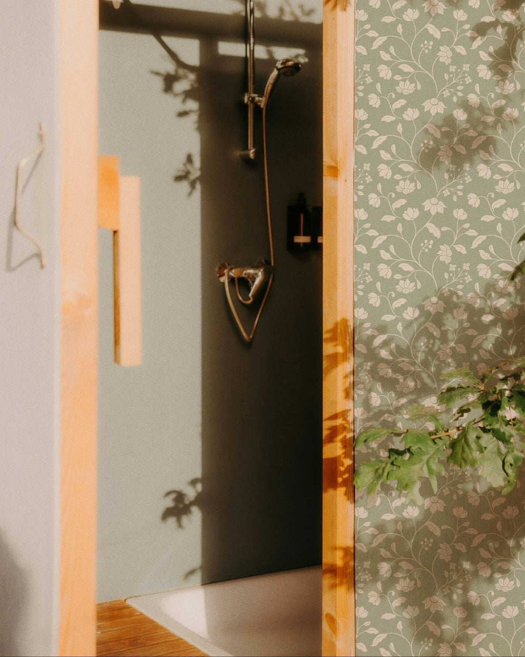 Wild Geranium Wallpaper in Soft Sage - Riverpine