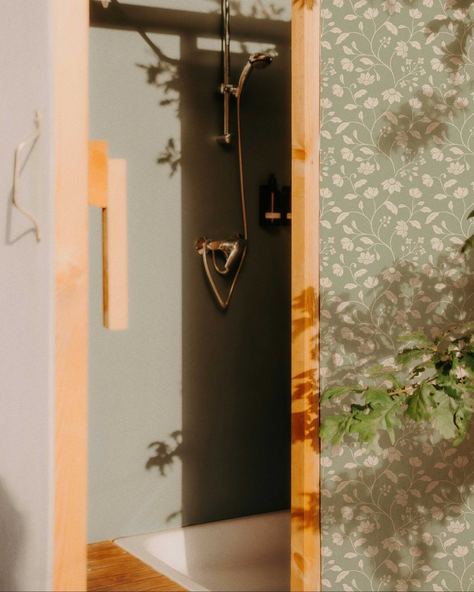 Wild Geranium Wallpaper in Soft Sage - Riverpine