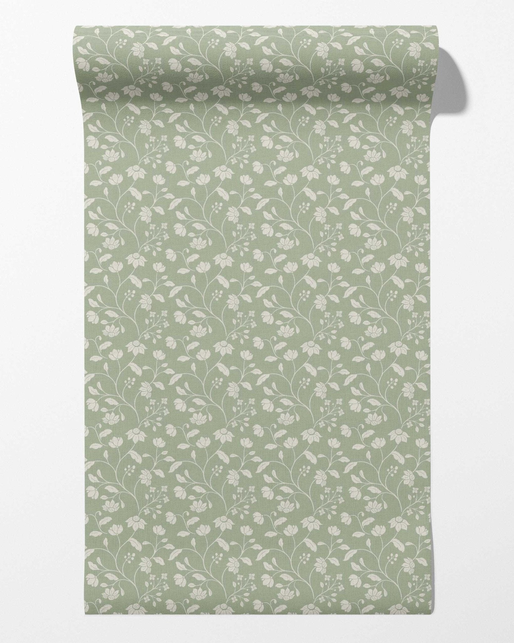 Wild Geranium Wallpaper in Soft Sage - Riverpine