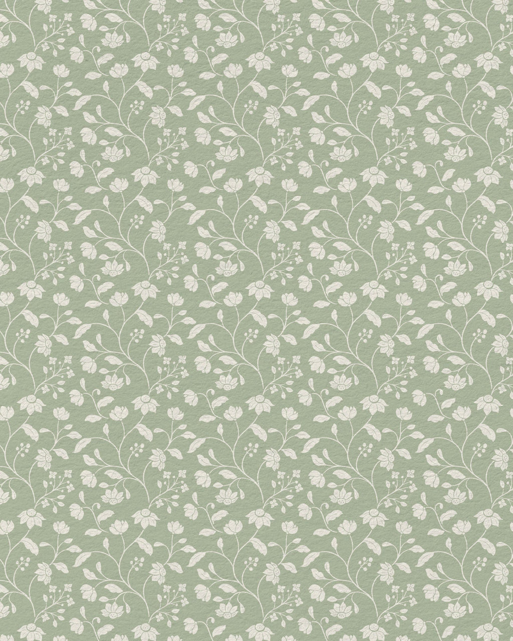 Wild Geranium Wallpaper in Soft Sage - Riverpine