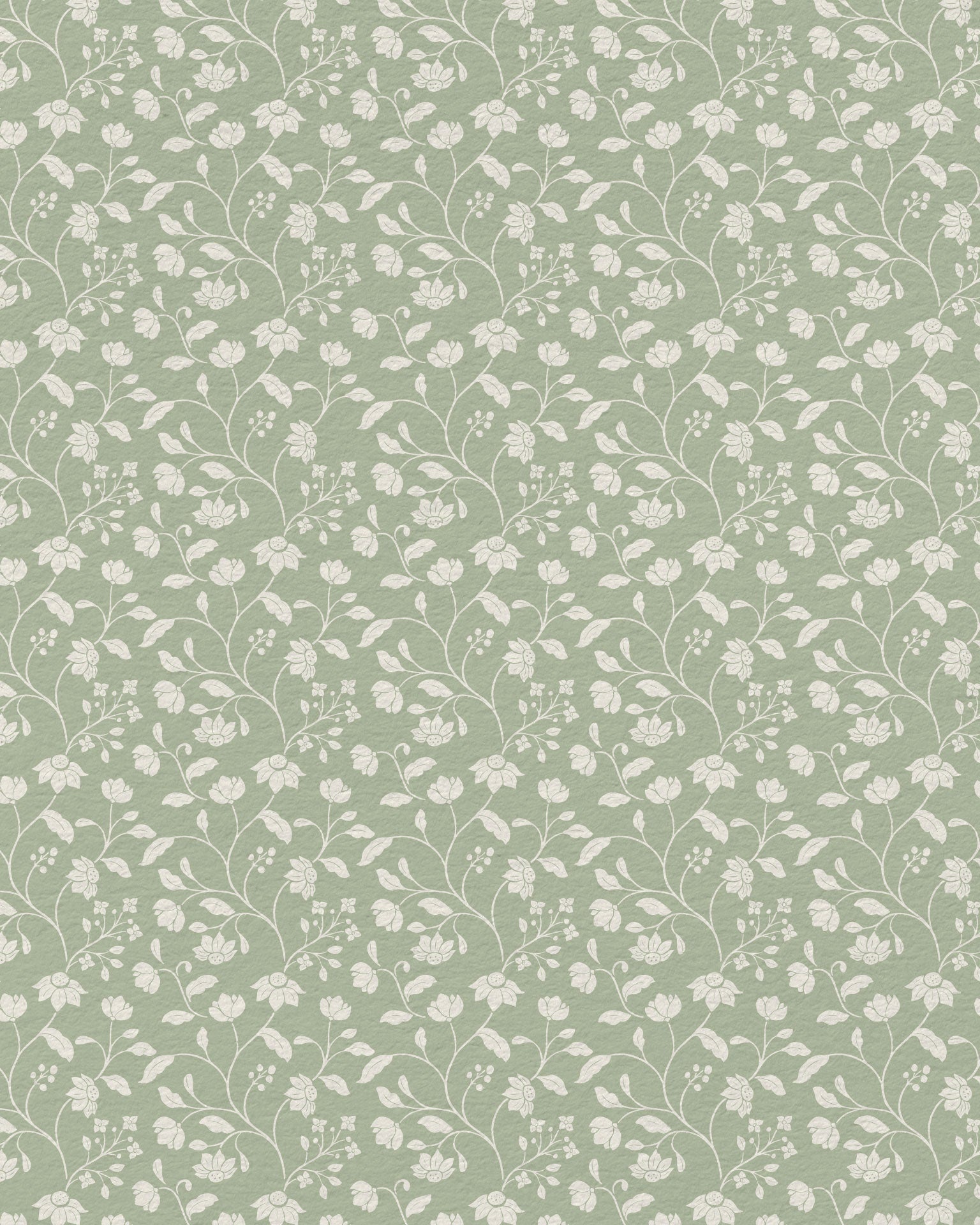 Wild Geranium Wallpaper in Soft Sage - Riverpine