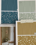 Wild Geranium Wallpaper Sample Pack — Bay Blue, Mustard Fern & Soft Sage - Riverpine