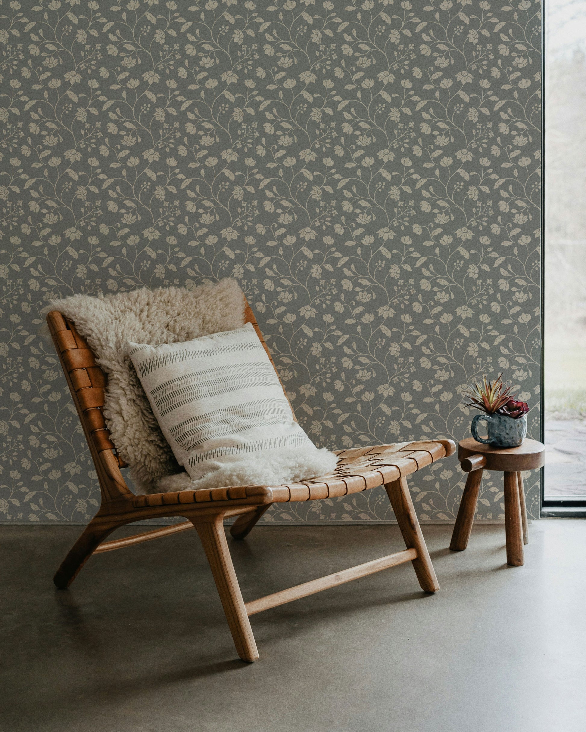 Wild Geranium Wallpaper in Slate Dust